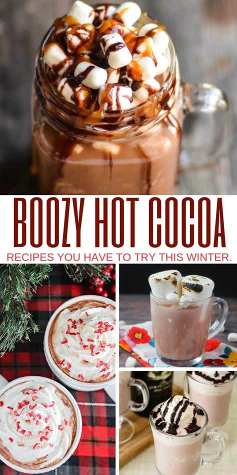 Hot Chocolate Bar For Adults, Adult Hot Chocolate Bar Ideas, Hot Chocolate Dessert Recipes, Winter Potluck Ideas, Boozy Hot Chocolate Bar, Potluck Ideas Christmas, Christmas Drinks For Adults, Hot Cocoa Ideas, Boozy Hot Cocoa