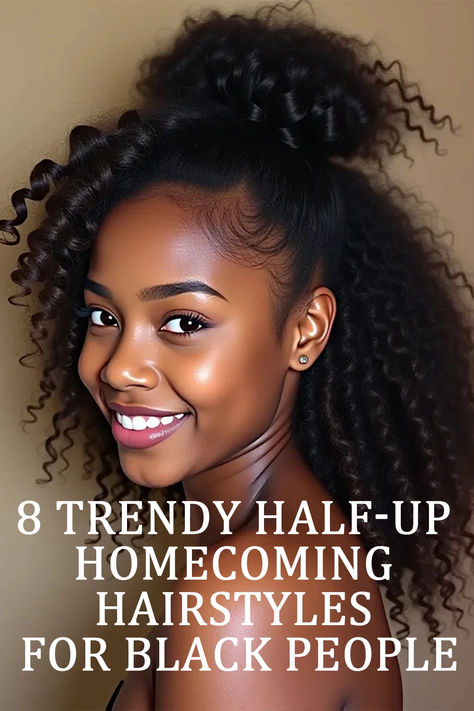 8 Trendy Half-Up Homecoming Hairstyles for Black People Hairstyles For Black People, Got Braids, Braids Curls, Middle School Dance, Black Hairstyle, Wig Install, Makeup Tricks, School Dance, African American Hairstyles