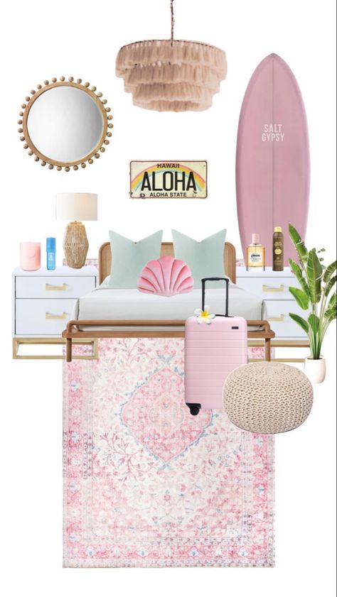 Pink And Gold Bedroom, Surfer Room, Surf Room Decor, Bee Room, Home Decor Classic, Beachy Room Decor, Beach Room Decor, Beachy Bedroom, Home Nails