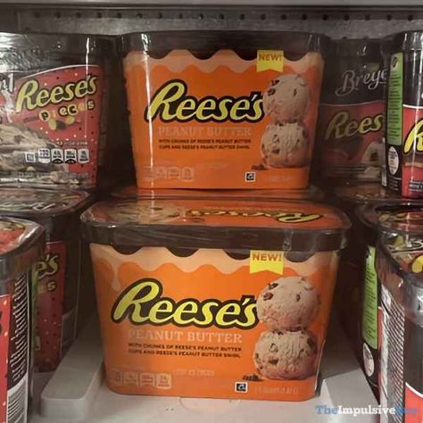 I’m going to assume this is made by Breyers since it’s sitting between two other Breyers x Reese’s products. The one on the right appears to be the current Breyers Reese’s Frozen Dairy Dessert, while the one on the left is Reese’s & Reese’s Pieces 2 in 1. (Spotted by Erin K at Cub Foods.) The post SPOTTED: Reese’s Peanut Butter Light Ice Cream appeared first on The Impulsive Buy. Reeses Wallpaper, Reese Aesthetic, Reeses Ice Cream, Dq Ice Cream, Reeces Pieces, Reese's Puffs, American Snacks, Ice Cream Tubs, Dairy Desserts