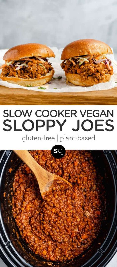 Vegan Raw Dinner, Quinoa Sloppy Joes, Vegan Gluten Free Lunch Ideas, Vegan Dinner Sandwiches, Crockpot Dinners Vegetarian, Vegan Gluten Free Dinner Ideas, Best Vegan Crockpot Recipes, Lentil Sloppy Joes Crockpot, Slow Cooker Plant Based Recipes