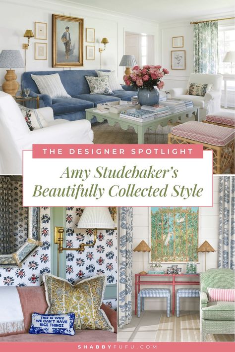 The Designer Spotlight: Amy Studebaker’s Beautifully Collected Style  - shabbyfufu.com Amy Studebaker Design, Amy Studebaker, Antique Armoire, Canopy Frame, White Shiplap, White Floors, Vintage Dinnerware, Grasscloth Wallpaper, Shared Rooms