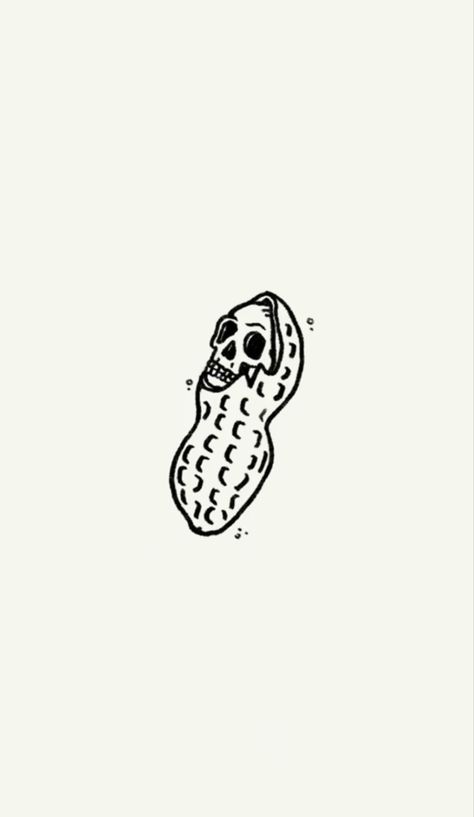 Nut Allergy Tattoo, Peanut Allergy Tattoo, Banana Peel Tattoo, Peanut Tattoo Ideas, Allergy Tattoo Ideas, Cute Peanut Drawing, Two Peas In A Pod Tattoo, Weird Drawing Ideas Sketch, Allergy Tattoo