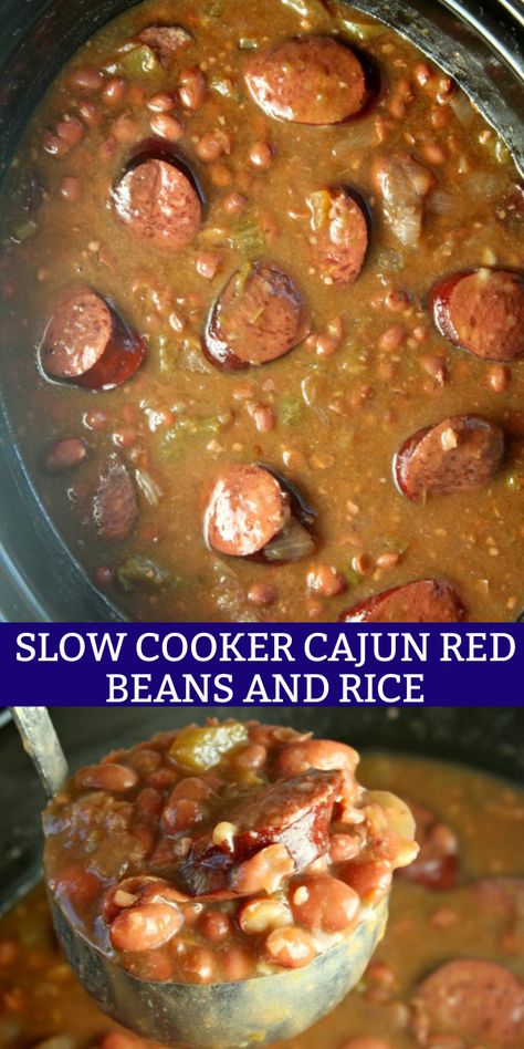 Slow cooker Cajun red beans and rice is a hearty dinner full of big bold flavors. With limited prep, you can throw this red beans and rice recipe in your crock pot in the morning and come home to dinner ready and waiting. The perfect meal to warm up to on chilly nights! #slowcooker #beans #rice #dinner Cajun Red Beans And Rice Recipe, Cajun Red Beans And Rice, Red Beans And Rice Recipe Crockpot, Cajun Red Beans, Slow Cooker Cajun, Red Beans And Rice Recipe Easy, Red Bean And Rice Recipe, Slow Cooker Red Beans, Red Beans N Rice Recipe