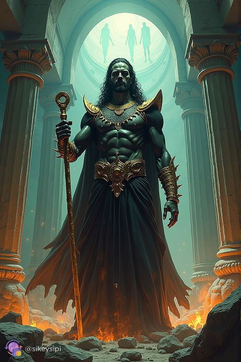 Discover the power and mystique of Hades, the lord of the underworld, seated on his dark throne. His commanding presence and the eerie atmosphere make this a stunning piece for those who love the intersection of mythology and dark fantasy. #Hades #DarkThrone #UnderworldLord #GreekMythology #MythicalGods #DarkFantasy #EerieImagery Hades God Art Greek Mythology, Hades Throne, A Touch Of Darkness Hades, Touch Of Darkness Hades, Hades Art Greek Mythology Underworld, Hades Fanart God, Dark Throne, Legends And Myths, The Underworld