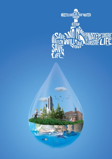 Water Conservation Art, Water Conservation Poster Creative, Graphic Design Final Project Ideas, Save Water Poster Creative, Conserve Water Poster, Water Poster Ideas, World Water Day Creative Ads, Clean Water And Sanitation Poster, Saving Water Poster