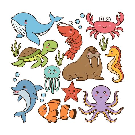 Premium Vector | Sea animals doodle Cute Undersea Drawing, Sea Cartoon Drawings, Cartoon Sea Animals Drawing, Ocean Cartoon Drawing, Sea Animals Doodle, Fish Cartoon Illustration, Cute Fish Drawing Easy, Underwater Animals Drawing, Animal Cartoon Drawings