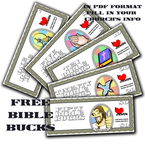 Free Printable Bible Bucks Template Bible Bucks, Play Money Template, Printable Play Money, Toddler Sunday School, Toddler Bible, Kids Church Lessons, Children Ministry, Money Template, Children Church