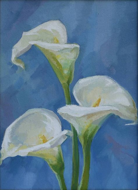 Original Art Oil Painting, measuring: 30W x 40H x 1D cm, by: Mariana Baciu (Moldova). Styles: Modern, Fine Art, Impressionism, Realism. Subject: Floral. Keywords: Still Life, Calla Lily, Calla, Arum Lily, Calla Garden, Flowers, White Flowers, Garden, White. This Oil Painting is one of a kind and once sold will no longer be available to purchase. Buy art at Saatchi Art. Cala Lily Drawings, Oil Pastel Art Flowers, Still Life Acrylic Painting, Mini Tela, Lilies Drawing, Virgo Sun, Pretty Icons, Arum Lily, Flowers Paintings