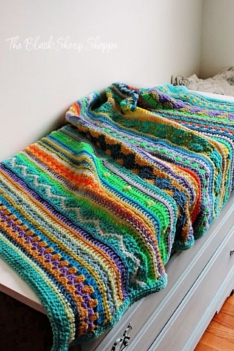 Crib size Boho Baby Blanket with lots of color for baby! Bohemian Baby Blanket Crochet Pattern, Boho Baby Blanket Crochet, Baby Blanket Color Schemes, Boho Baby Blanket, Bright Colors Crochet Baby Blanket, Bohemian Blooms Crochet Blanket, Muted Rainbow Crochet Blanket, Crochet Butterfly Applique, Boho Baby Blankets