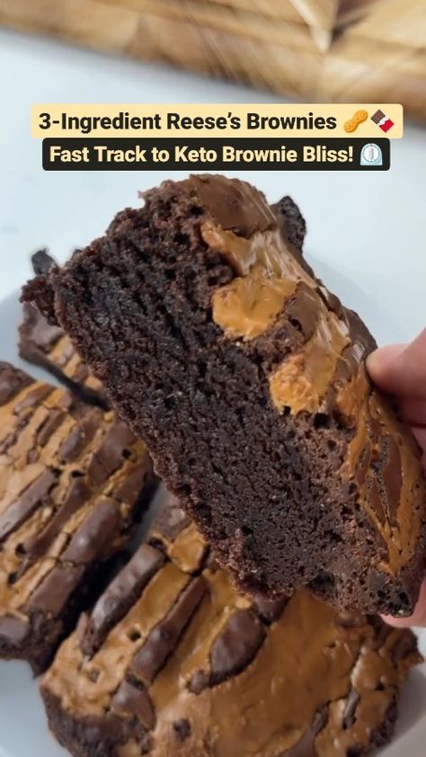 🍫🥜🤤 3-Ingredient Reese’s Brownies A chocolatey twist that's keto-friendly and irresistibly easy! 🙌 🥚🍫 What You Need: - 4 eggs, room temp… | Instagram 2 Ingredient Brownies, 3 Ingredient Peanut Butter Brownies, Keto Desserts Easy 3 Ingredients, Peanut Butter Eggs Recipe 3 Ingredients, 3 Ingredient Protein Brownies, 3 Ingredient Reese’s Brownies, Keto Reeses Peanut Butter Cups, Sugar Free Low Carb Desserts, Reeses Brownies