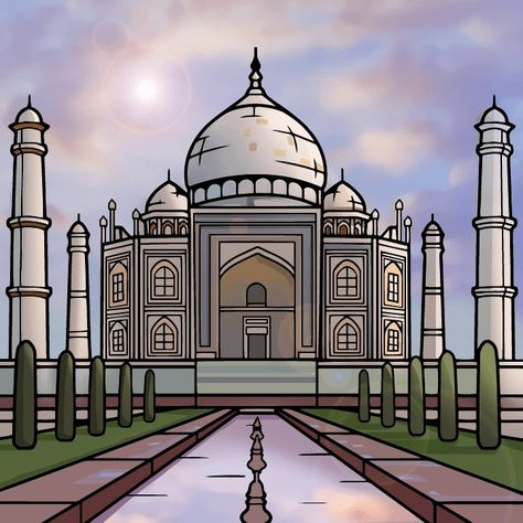 Places Drawing, Taj Mahal Drawing, Watercolor Painting Easy, Boho Art Drawings, Illumination Art, Lord Ganesha Paintings, Coffee Painting, Painting Easy, Ganesha Painting