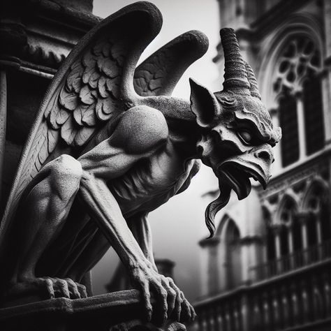 Gargoyle Design, Gothic Gargoyles Drawing, Gargoyle Drawing, Gargoyle Architecture, Santa Muerte Statue, Gargoyle Tattoo, Gargoyles And Grotesques, Gargoyles Art, Gothic Architecture Gargoyles