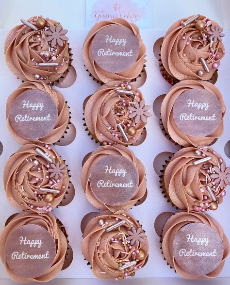 Retirement Cupcakes Ideas For Women, Retirement Cupcake Ideas, Retirement Cakes Ideas For Women, Retirement Cupcakes, Office Retirement Party, 65th Birthday, Happy Retirement, Retirement Parties, Retirement Party