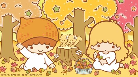 Little Twin Stars Sanrio Things, Halloween Desktop Wallpaper, Kiki Lala, Image Halloween, Dinosaur Wallpaper, Facebook Cover Images, Stars Wallpaper, Fall Banner, Cute Fall Wallpaper