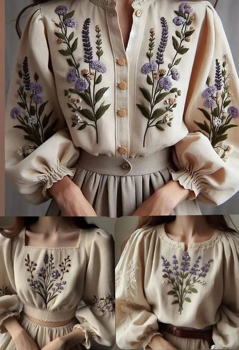 Romantic Everyday Outfits, Embroidering Clothes, Embroidery Designs For Kurtis, Embroidery Outfits, Cotton Tops Designs, Corset Fashion Outfits, Embroidery Clothing, Filipino Style, Embroidery Dresses