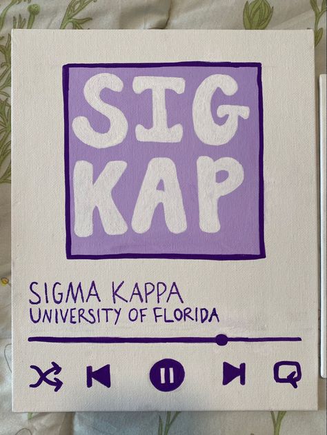 Gifts For Sorority Big, Sorority Canvas Ideas Easy, Sorority Art Canvases, Sigma Kappa Painting, Sigma Kappa Canvas Paintings, Diy Big Little Gifts, Kappa Delta Canvas Painting, Canvas Painting Ideas Sorority, Sorority Plaques Big Little