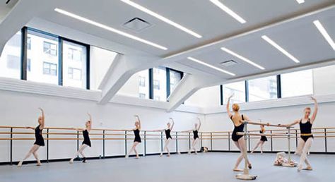 recessed led lighting in dance studio Dance Studio Architecture, Ballet Classroom, School Of American Ballet, Dancing Room, Dance Studio Design, Dance Studio Decor, Sustainable Lighting, Classroom Interior, New York City Ballet