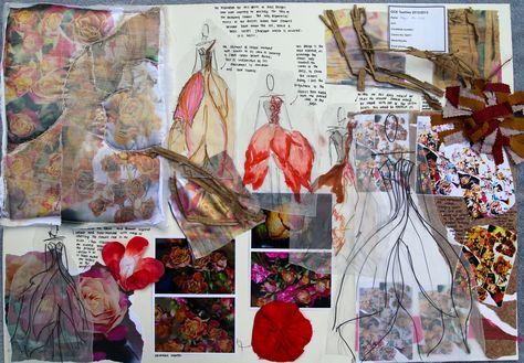 https://flic.kr/p/jsAA48 | Design Development | A Level Textiles Flower project.  Design and print development. Range of dresses based on the process of decay in flowers, and the process of creating textile print Sketchbook Materials, Fashion Sketchbook Inspiration, Sketchbook Layout, Textiles Sketchbook, A Level Textiles, Gcse Art Sketchbook, A Level Art Sketchbook, Arte Peculiar, Fashion Design Sketchbook