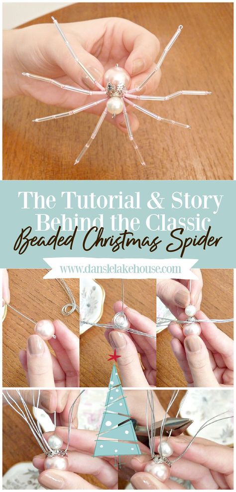 Click through to learn How to Make Beaded Christmas Spiders! I'm sharing my DIY Christmas spider tutorial with supplies list and step-by-step photos, plus I'm sharing The Christmas Spider Legend! Find out why every tree needs a Christmas spider ornament. You'll love the Christmas spider story and will want to make this DIY Christmas spider ornament for everyone you know. #christmasspider #beadedspider #spiderornament How To Make A Bead Spider, Yule Spider Ornament, Beaded Christmas Spiders, Beaded Spider Pattern, Beaded Christmas Spiders How To Make, How To Make Christmas Spiders, Wire And Bead Spider Diy, Diy Bead Spiders, Beaded Spiders Tutorial How To Make