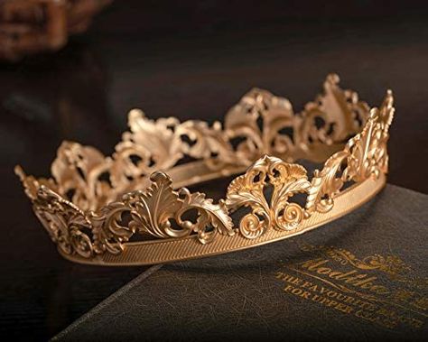 Masquerade Prom, Fantasy Crown, Don Pedro, Crown Aesthetic, Prince Crown, Halloween Accessories Hair, Crown For Women, Royal King, Golden Crown