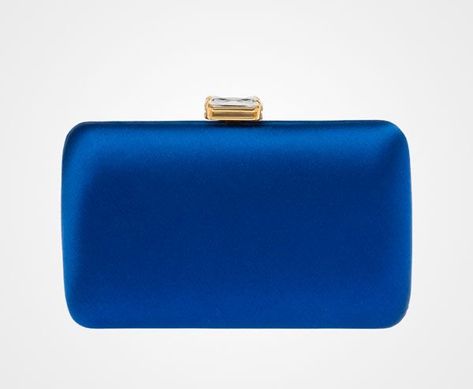 Prada Clutch, Satin Clutch, Luxury Clutch, Blue Clutch, Blue Accessories, Bridal Clutch, Royal Outfits, Metal Spring, Bags And Accessories