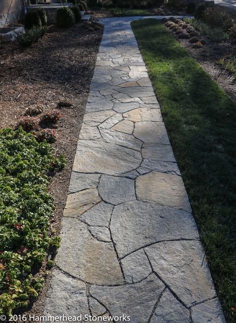 Flagstone Pathway Walkways, Stone Walkways, Flagstone Pathway, Flagstone Walkway, Flagstone Path, Backyard Walkway, Walkway Landscaping, Walkway Design, Pathway Landscaping