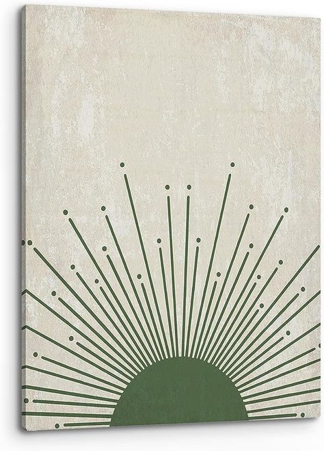 Amazon.com: PHAMTE Abstract Boho Green Sun Wall Art, Rustic Boho Sun Sunset Sunrise Sunshine Sun Rays Print Framed Canvas Painting Artwork Home Bathroom Girls Room Kitchen Office Decor（11x14 Inch）: Posters & Prints Textured Canvas Art Sun, Boho Sun Painting, Sun Print Wall Art, Minimalist Sun Painting, Sunrise Artwork, Sunshine Nursery Theme Artwork, Boho Sun Artwork, Girl Bathrooms, Sun Painting