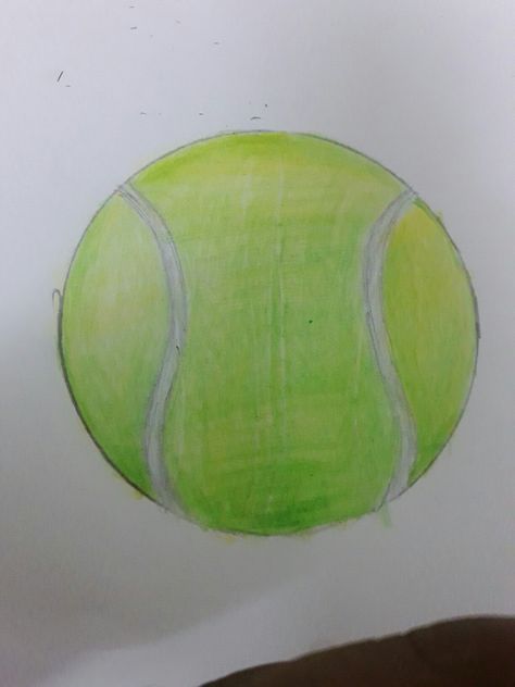 Tennis ball Pencil colour drawing by Viraj Tennis Ball Painting, Tennis Ball Drawing, Bujo Weekly Spread Ideas, Tennis Drawing, Pencil Colour Drawing, Weekly Spread Ideas, Drawing Happy, Senior Jeans, Fruit Crafts