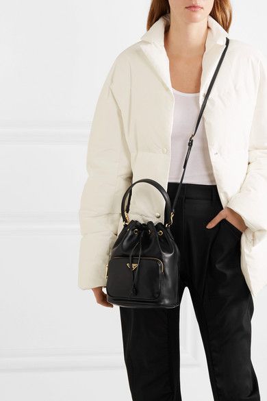 Bucket Bag Outfit, Bucket Bags Outfit, Prada Bucket Bag, Bags Outfit, Minimalist Details, Stella Mccartney Sneakers, Fall Fashion Coats, Dream Bags, Diy Leather Bag