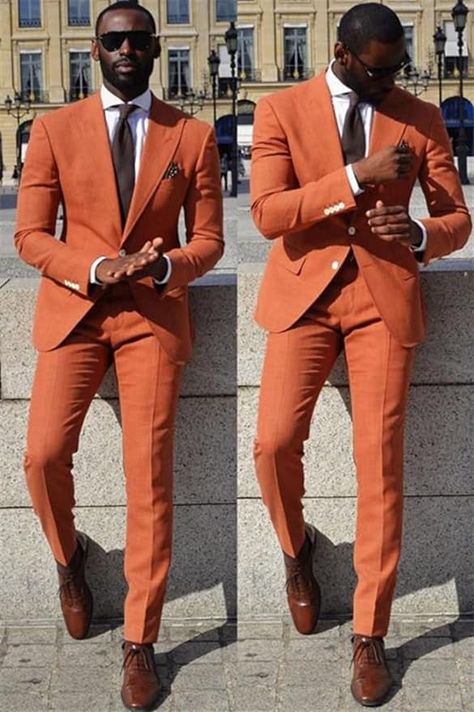 Amazon.com: Cdkoke Men's Classic Fit Suit Peak Lapel for Groomsmen Party Separates Jacket Pants : Clothing, Shoes & Jewelry Orange Prom Suit, Wedding Suits For Groom, Suits For Prom, Funny Prom, Prom Men, Orange Suit, Wedding Suits Groom, Orange Jacket, Prom Suits