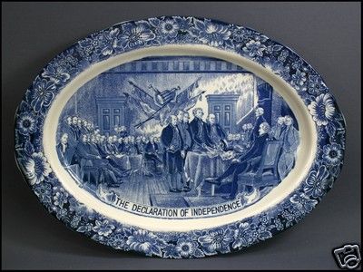 Declaration of Independence - Liberty Blue - Staffordshire Turkey Platter, Blue Dinner Plates, Blue Dishes, Blue Dinnerware, Liberty Blue, White Dinnerware, Royal Stafford, Blue Transferware, Purple Grapes