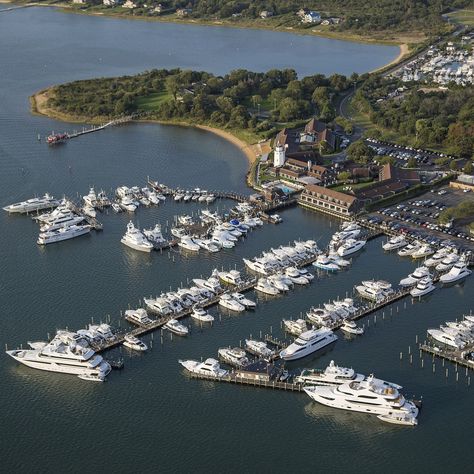 An aerial view of Gurney’s Star Island on Lake Montauk Luxury Beach Hotel, Gurneys Montauk, Montauk Ny, Surf Lodge, Resort Luxury, Coastal Elegance, Beach Hotel, Island Resort, Yacht Club