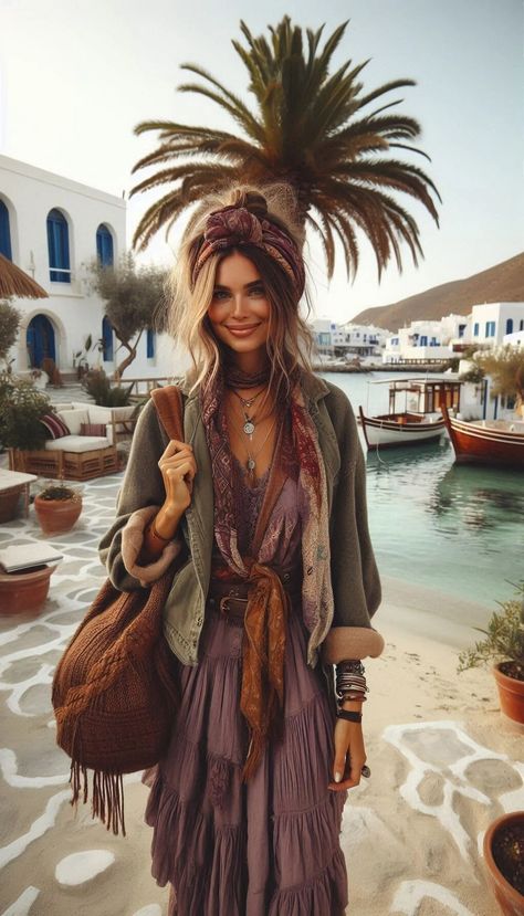 Boho soft fall looks in Greece / Inspiratie | Sand & Lava Boho Fall Outfits, Bohemian Outfits, Boho Winter Outfits, Boho Fits, Boho Queen, Outfits For Fall, Estilo Hippy, Airy Dress, Boho Inspiration