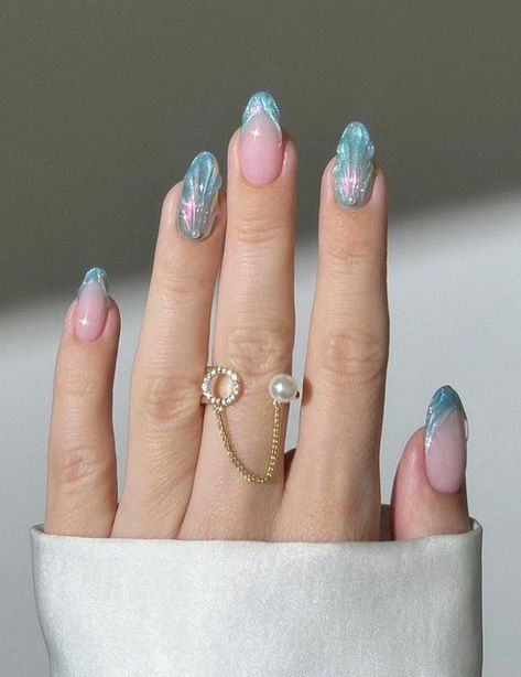 Mermaid Nail Art, Mint Green Nails, Mint Nails, Green Nail Designs, Nagel Tips, Barbie Core, Mermaid Nails, Sparkly Nails, Pink Nail