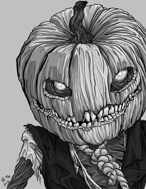 Scary Pumpkin Tattoo, Scary Halloween Drawings, Scarecrow Drawing, Scarecrow Art, Creepy Artwork, Creepy Sketches, Pumpkin Sketch, Pumpkin People, Scary Scarecrow