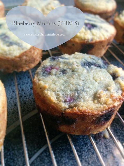 Blueberry or ANYberry Muffins (THM S) Thm Muffins, Trim Healthy Mama Breakfast, Thm Bread, Thm Baking Blend, Trim Healthy Mama Recipe, Trim Healthy Mama Diet, Trim Healthy Mama Dessert, Keto Blueberry Muffins, Muffin In A Mug