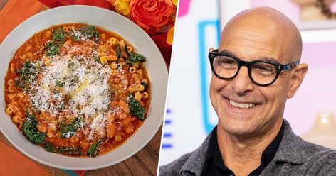 "This recipe, along with scrambled eggs, oatmeal and various soups, basically kept me going and helped rebuild my strength," says Stanley Tucci. Stanley Tucci Pasta Fagioli, Medditeranean Diet, Pantry Solutions, Today Recipes, Pasta Fagioli Recipe, Unique Dishes, Spicy Grilled Chicken, Queso Recipe, Stanley Tucci