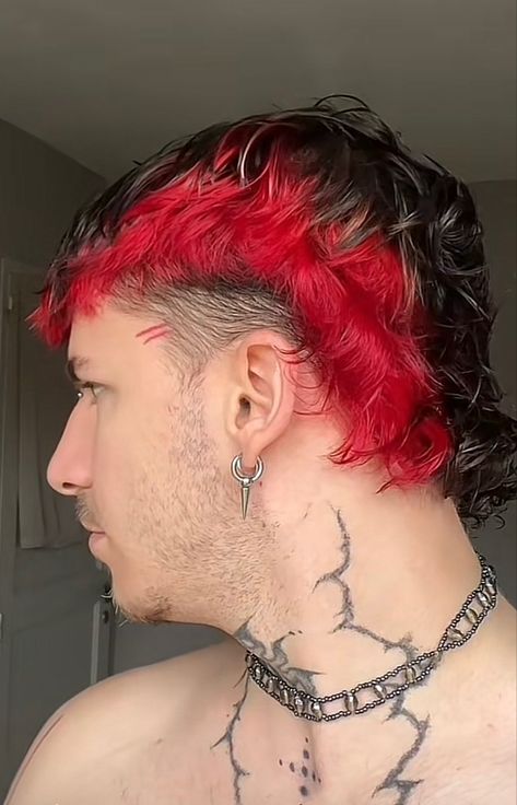 Short Red Hair Men, Men’s Hair Dye, Skunk Hair Men, Male Dyed Hair, Levi Hair, Skunk Hair, Red Hair Men, Hair Dye Tips, Short Red Hair