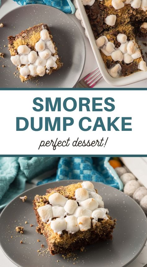 Smores Dump Cake Recipe - 3 Boys and a Dog Smores Cake Recipe, Easy Smores, Dump Cake Recipe, Smore Recipes, Camping Desserts, Smores Cake, Apple Dump Cakes, Devils Food Cake, Popular Desserts