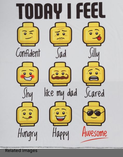 Lego Emotions, Lego Classroom Theme, Lego Football, Lego Faces, Lego Printables, Lego Shirts, Lego Poster, Lego Decorations, Today I Feel