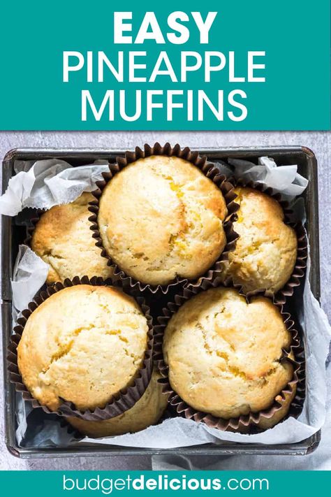 Pineapple Coconut Muffins, Pineapple Breakfast, Pineapple Muffins, Cake Mix Muffins, School Lunch Boxes, Spinach Muffins, Coconut Muffins, Pineapple Recipes, Delicious Appetizer Recipes