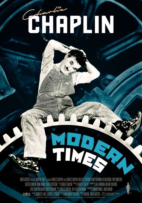 Modern Times Charlie Chaplin Modern Times, Charlie Chaplin Movies, Movie Diary, Paulette Goddard, Poster Magazine, Charles Chaplin, Entertainment Logo, Classic Movie Posters, Movie Posters Design