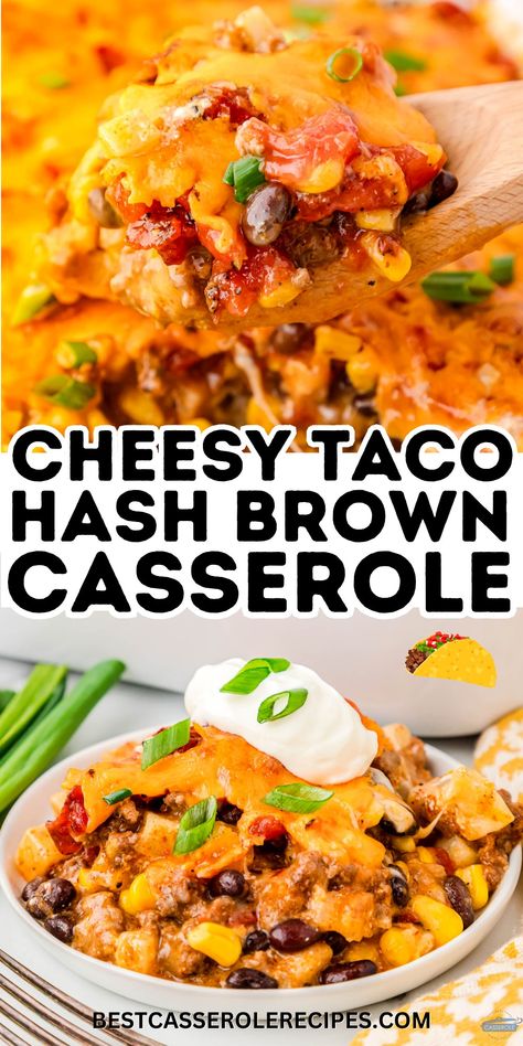 The Ultimate Taco Hash Brown Casserole Recipe Boxed Hashbrown Recipes, Mexican Hashbrown Taco Casserole, Taco Casserole With Hashbrowns, Dinner Ideas With Hashbrowns, Taco Hash Brown Casserole, Hash Brown Taco Casserole, Mexican Hashbrown Casserole, Mexican Hashbrowns, Taco Hashbrown Casserole Oven