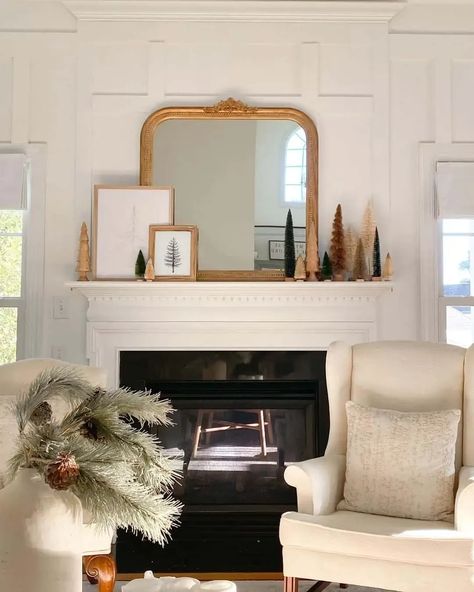 Rectangle Mirror On Mantle, Mirrors Above Fireplace Mantle, Mirror Above Fireplace Mantle, Mirrors Above Fireplace, Modern Mantel Decor, Above Fireplace Ideas, Mirror Over Fireplace, Mirror Above Fireplace, Modern Mantel