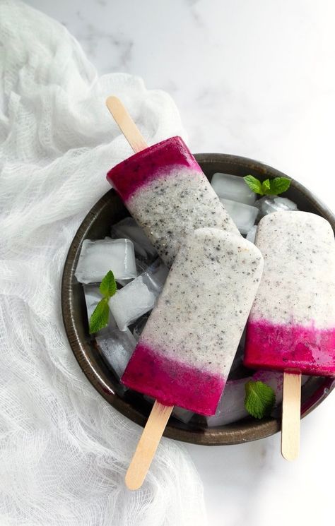 Dragon Fruit Popsicles | Sliced Ginger Sliced Ginger, Dragonfruit Recipes, Lemonade Popsicles, Red Dragon Fruit, Fruit Cheesecake, Desserts Table, Ginger Lemonade, Fruit Popsicles, Fruit Ice Cream