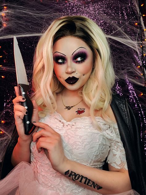 Chucky Halloween Makeup, Bride Of Chucky Halloween, Bride Of Chucky Makeup, Chucky Halloween Costume, Chucky Makeup, Tiffany Bride Of Chucky, Bride Of Chucky Costume, Tiffany Bride, Costumes For Teenage Girl