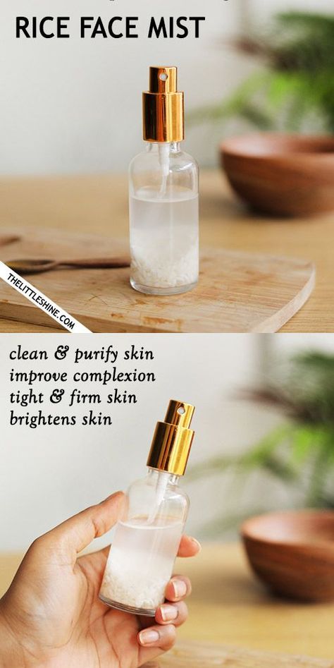 Rice Water Mist, Rice Water Serum For Skin, Face Spray For Glowing Skin Homemade, Rice Face Mist, Korean Skincare Rice Water, Rice Spray For Face, Rice Water Face Serum Diy, Diy Face Mist Recipes, Rice Serum For Face