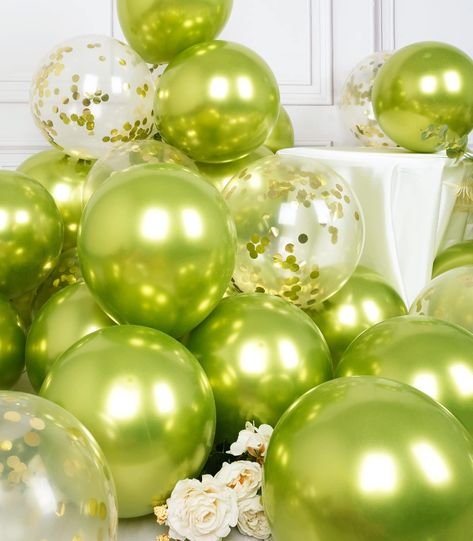 PRICES MAY VARY. [ Premium Value Pack ] - This metallic lime green balloons set is a new combination of metallic lime green balloons confetti balloons; 30pcs 10 inch metallic lime green balloons, 15pcs 10 inch golden confetti balloons, and 2 silver curling ribbons for you to throw a memorable party [ Party Essentials ] - This metallic neon green balloons kit can perfectly decorate birthday party, graduation, baby shower, wedding, anniversary, engagement or other theme party events. This metallic Balloon For Birthday, Lime Green Weddings, Green Balloons, Anniversary Party Decorations, Orange Balloons, Gold Confetti Balloons, Metallic Balloons, Balloon Kit, Green Balloon