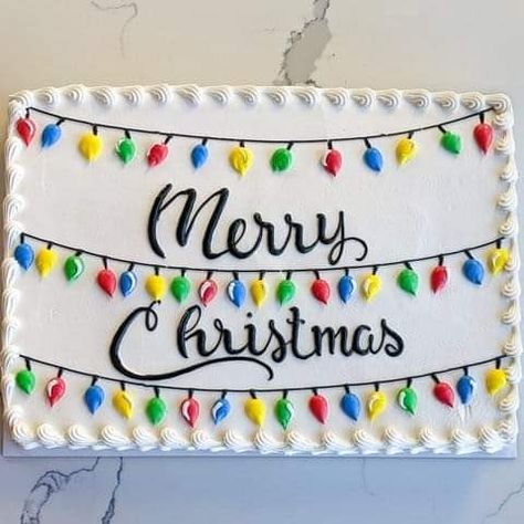 Sheet Cake Christmas, Cake Designs Christmas, Christmas Sheet Cake Designs, Christmas Lights Cake, Christmas Cupcake Cake, Christmas Birthday Cake, Sheet Cake Designs, Christmas Cake Designs, Christmas Cake Decorations